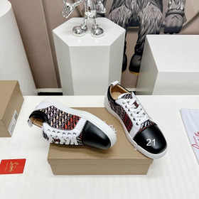 Christian Louboutin Louis Junior Orlato Flat Sneakers Nappa Raphia Bistrot Multicolor