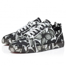 Christian Louboutin Louis Junior Orlato Sneakers Petunia Printed Calf And Rubber Black