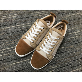 Christian Louboutin Louis Junior Orlato Sneakers Suede and Fabric Brown