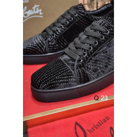 Christian Louboutin Louis Junior Orlato Sneakers Velvet River Crystals Black