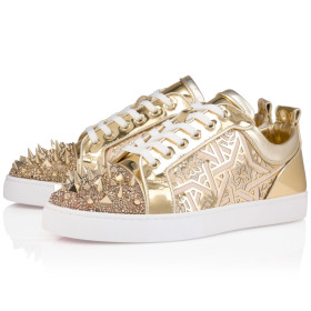 Christian Louboutin Louis Junior P Pik Pik Strass Sneaker Gold
