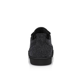 Christian Louboutin Louis Junior P Pik Pik Strass Sneakers Suede Leather Comete And Strass Black