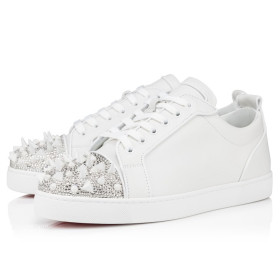 Christian Louboutin Louis Junior P Pik Pik Strass Women Sneakers Calf Leather White