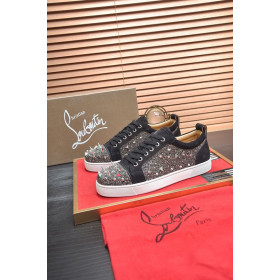 Christian Louboutin Louis Junior PI Version Strass Sneakers Suede Black