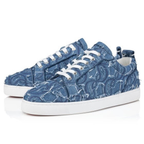Christian Louboutin Louis Junior Sneakers Denim Louboutin Embroidered