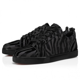 Christian Louboutin Louis Junior Sneakers Velvet Quagga Black