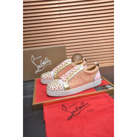 Christian Louboutin Louis Junior Spikes Men Low-top Sneakers Pink