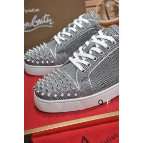 Christian Louboutin Louis Junior Spikes Orlato Sneakers Monochrome Canvas Gray