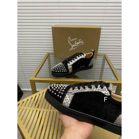 Christian Louboutin Louis Junior Spikes Orlato Sneakers Leather and Suede Black