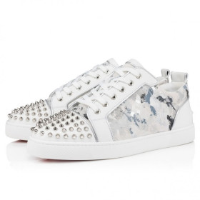 Christian Louboutin Louis Junior Spikes Sneakers Calf Leather Spikes White