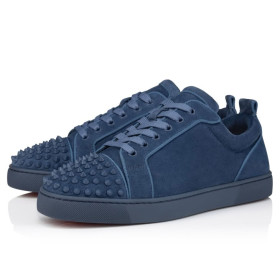 Christian Louboutin Louis Junior Spikes Sneakers Veau Velours And Spikes Denim