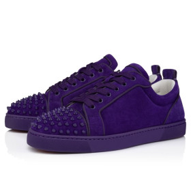 Christian Louboutin Louis Junior Spikes Sneakers Veau Velours And Spikes Jacaranda