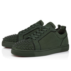 Christian Louboutin Louis Junior Spikes Sneakers Veau Velours Tennessee Green