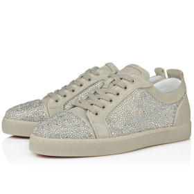 Christian Louboutin Louis Junior Strass Sneakers Calf Leather Beige