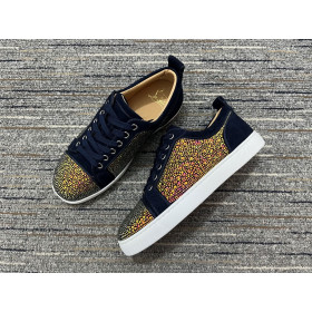 Christian Louboutin Louis Junior Strass Sneakers Suede Leather Multicolor