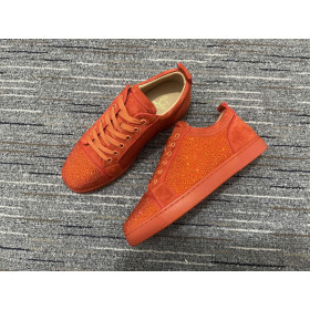Christian Louboutin Louis Junior Strass Sneakers Suede Leather Orange