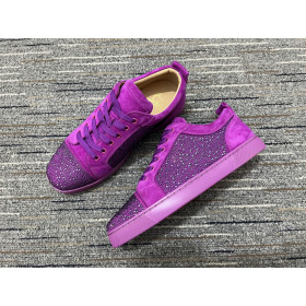 Christian Louboutin Louis Junior Strass Sneakers Suede Leather Purple
