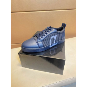 Christian Louboutin Louis Junior Varsimax Sneakers Leather-trim Navy Blue