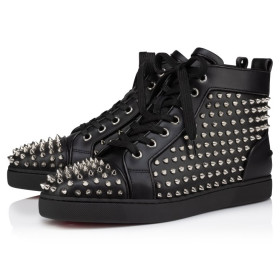 Christian Louboutin Louis Night Spikes High-Top Sneakers Calf and Nappa Leather Black