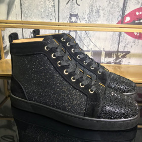 Christian Louboutin Louis Orlato Flat Sneakers Suede and Glitter Leather Black