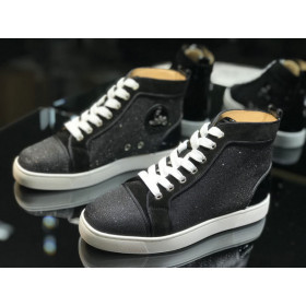 Christian Louboutin Louis Orlato High-Top Sneakers Leather and Fabric Black
