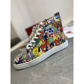 Christian Louboutin Louis Orlato High-top Women Sneakers Leather Graffiti Imagery Multicolor