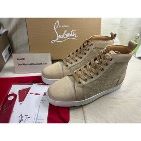 Christian Louboutin Louis Orlato High-Top Sneakers Suede Leather Sand