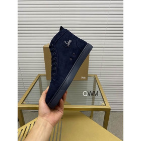 Christian Louboutin Louis Orlato High Top Sneakers Veau Velours Blue