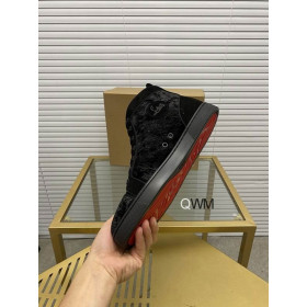 Christian Louboutin Louis Orlato High Top Sneakers Veau Velours Pattern Black
