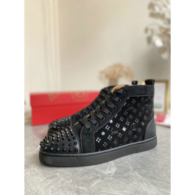 Christian Louboutin Louis Orlato Spikes High-top Sneakers Suede Black