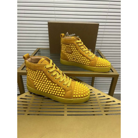 Christian Louboutin Louis Orlato Suede High-top Sneakers In Full Moon