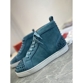 Christian Louboutin Louis Spikes 2 High-top Sneakers Suede Blue