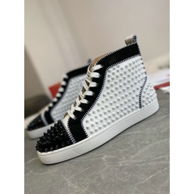 Christian Louboutin Louis Spikes 2 High-Top Sneakers Calfskin White Black