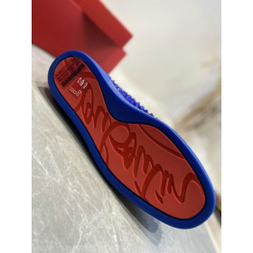 Christian Louboutin Louis Spikes High-Top Sneakers Veau Velous Klein Blue