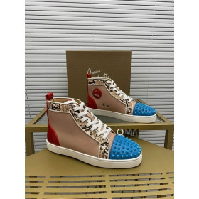 Christian Louboutin Louis Spikes High Top Sneakers Leather Multicolor