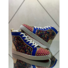 Christian Louboutin Louis Spikes Orlato High-top Sneakers Suede Multicolor