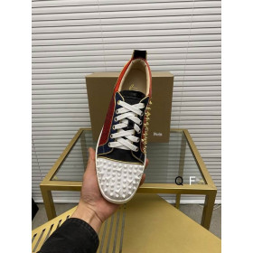 Christian Louboutin Louis Spikes Sneakers Suede And Leather Strass Multicolor