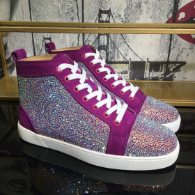 Christian Louboutin Louis Strass High-top Sneakers Suede and Strass Purple