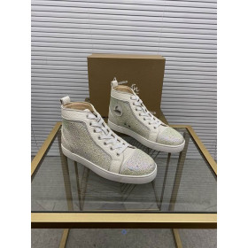 Christian Louboutin Louis Strass Sneakers High-top Calfskin White