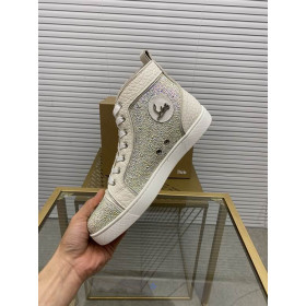 Christian Louboutin Louis Strass Sneakers High-top Calfskin White