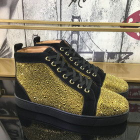 Christian Louboutin Louis Strass Sneakers Suede Calf And Strass Black Gold