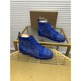 Christian Louboutin Louis Strass Sneakers Suede Calf And Strass Blue