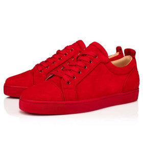 Christian Louboutin Low-top Fun Louis Junior Red Loubi Veau Velours Sneaker