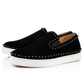 Christian Louboutin Low-top Pik Boat Black/black Veau Velours Sneaker