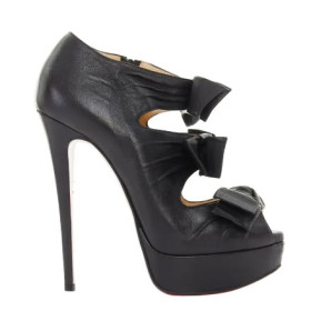 Christian Louboutin Madame Butterfly 150 Black Bow Platform Bootie Heel Nappa