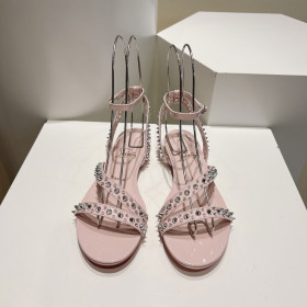 Christian Louboutin Mafaldina Flat Sandals Patent Leather Pink