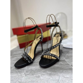Christian Louboutin Mafaldina Spikes Sandals 100mm Nappa Leather Black