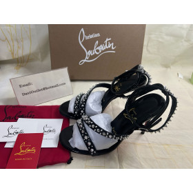Christian Louboutin Mafaldina Spikes Sandals 100mm Patent Leather Black