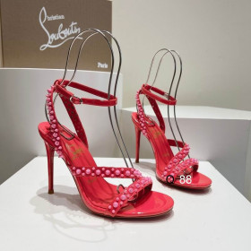 Christian Louboutin Mafaldina Spikes Sandals 100mm Patent Leather Rose