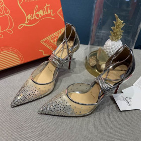 Christian Louboutin Maia Labella 100mm Pumps Strass and Speccchio Leather Silver